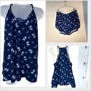 Flora Nikooz Dark Blue Floral 2PC Pajama Set XL.
